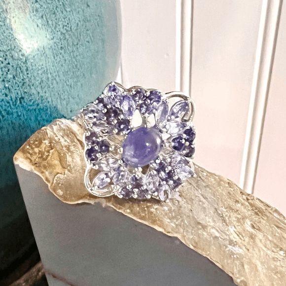 #007 Heirloom Sterling Silver Tanzanite & Iolite Ring-SZ 7 - Picture 7 of 7